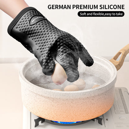 MAD SHARK Silicone Oven Mitts Heat Resistant 450°F, Waterproof & Non-Slip Oven Gloves with Fingers