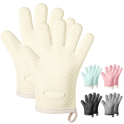 MAD SHARK Silicone Oven Mitts Heat Resistant 450°F, Waterproof & Non-Slip Oven Gloves with Fingers