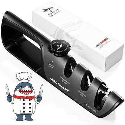 MAD SHARK Knife Sharpener, 6 Adjustable Sharpening Angle, Coarse & Fine Knife Sharpener Tool