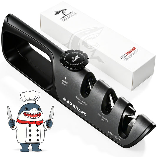 MAD SHARK Knife Sharpener, 6 Adjustable Sharpening Angle, Coarse & Fine Knife Sharpener Tool
