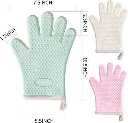 MAD SHARK Silicone Oven Mitts Heat Resistant 450°F, Waterproof & Non-Slip Oven Gloves with Fingers