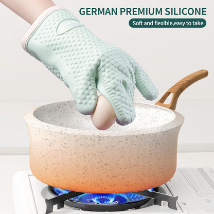 MAD SHARK Silicone Oven Mitts Heat Resistant 450°F, Waterproof & Non-Slip Oven Gloves with Fingers