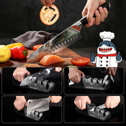 MAD SHARK Knife Sharpener, 6 Adjustable Sharpening Angle, Coarse & Fine Knife Sharpener Tool