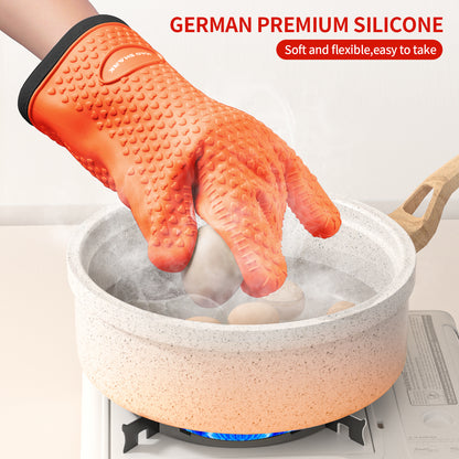 MAD SHARK Silicone Oven Mitts Heat Resistant 450°F, Waterproof & Non-Slip Oven Gloves with Fingers