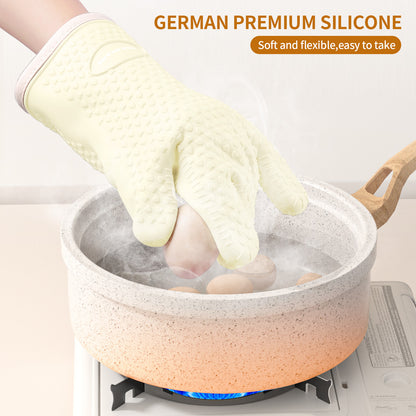 MAD SHARK Silicone Oven Mitts Heat Resistant 450°F, Waterproof & Non-Slip Oven Gloves with Fingers