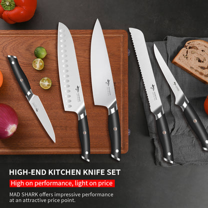 MAD SHARK High-end Kitchen Knife Set, 5PCS Sharp Ultra Chef Knife Set