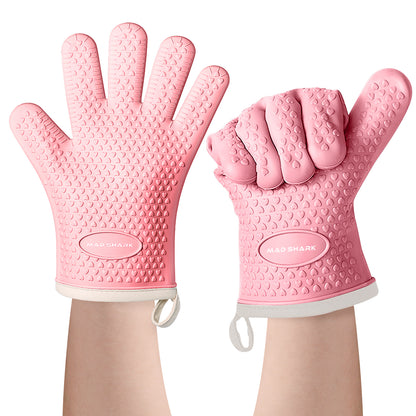 MAD SHARK Silicone Oven Mitts Heat Resistant 450°F, Waterproof & Non-Slip Oven Gloves with Fingers