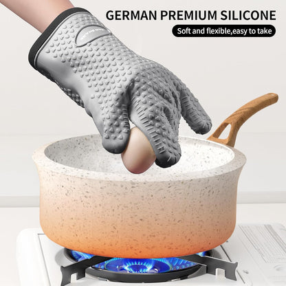 MAD SHARK Silicone Oven Mitts Heat Resistant 450°F, Waterproof & Non-Slip Oven Gloves with Fingers