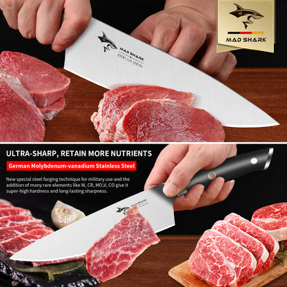 MAD SHARK 8-Inch Chef Knife - German High Carbon Stainless Steel Kitchen Knife