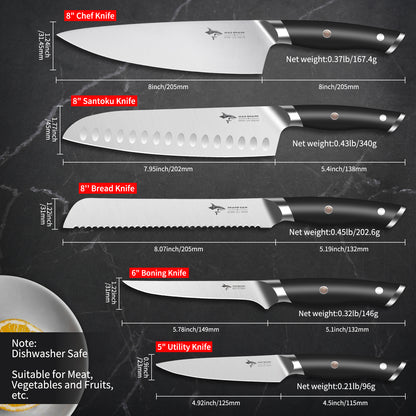 MAD SHARK High-end Kitchen Knife Set, 5PCS Sharp Ultra Chef Knife Set