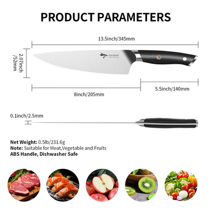 MAD SHARK 8-Inch Chef Knife - German High Carbon Stainless Steel Kitchen Knife