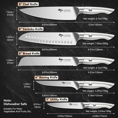 MAD SHARK Kitchen Knife Set, 5PCS Sharp Ultra Chef Knife Set