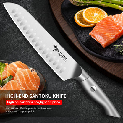 MAD SHARK 8 Inch Santoku Knife - Ultra Sharp Japanese Kitchen Knife