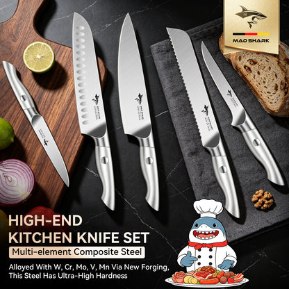 MAD SHARK Kitchen Knife Set, 5PCS Sharp Ultra Chef Knife Set