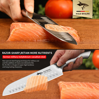 MAD SHARK 8 Inch Santoku Knife - Ultra Sharp Japanese Kitchen Knife