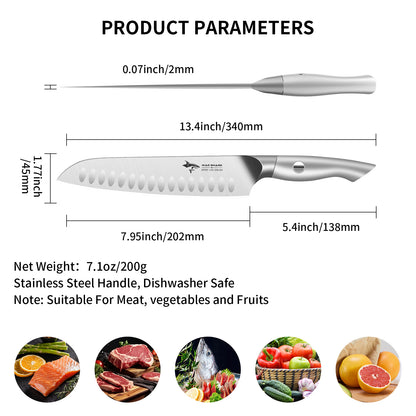 MAD SHARK 8 Inch Santoku Knife - Ultra Sharp Japanese Kitchen Knife