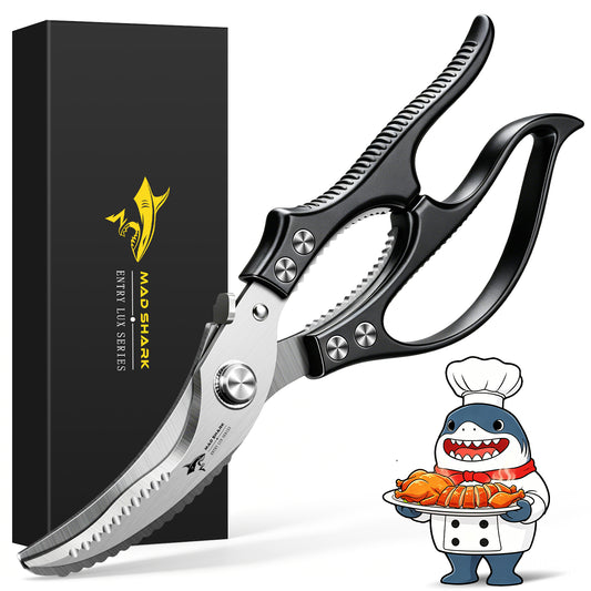 MAD SHARK Heavy Duty Poultry Shears, Kitchen Shears with Non-Slip Handle & Safety Lock