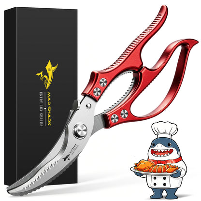MAD SHARK Heavy Duty Poultry Shears, Kitchen Shears with Non-Slip Handle & Safety Lock