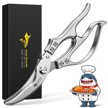 MAD SHARK Heavy Duty Poultry Shears, Kitchen Shears with Non-Slip Handle & Safety Lock