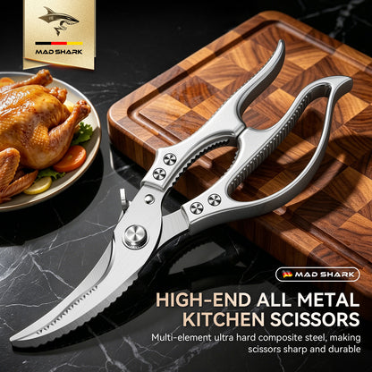 MAD SHARK Heavy Duty Poultry Shears, Kitchen Shears with Non-Slip Handle & Safety Lock