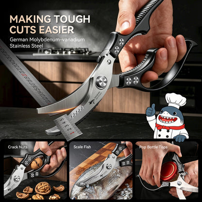 MAD SHARK Heavy Duty Poultry Shears, Kitchen Shears with Non-Slip Handle & Safety Lock