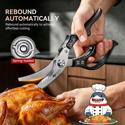MAD SHARK Heavy Duty Poultry Shears, Kitchen Shears with Non-Slip Handle & Safety Lock