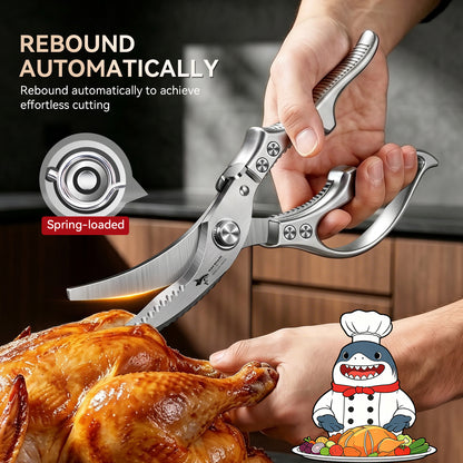 MAD SHARK Heavy Duty Poultry Shears, Kitchen Shears with Non-Slip Handle & Safety Lock