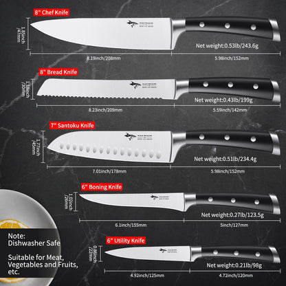MAD SHARK High-end Kitchen Knife Set, 5PCS Sharp Ultra Chef Knife Set