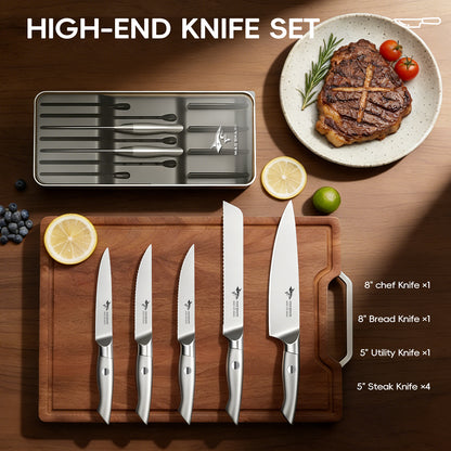 MAD SHARK 8PCS Kitchen Knife Set with Block