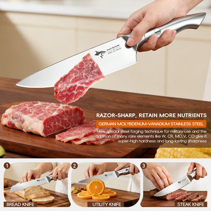 MAD SHARK 8PCS Kitchen Knife Set with Block