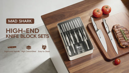 MAD SHARK 8PCS Kitchen Knife Set with Block